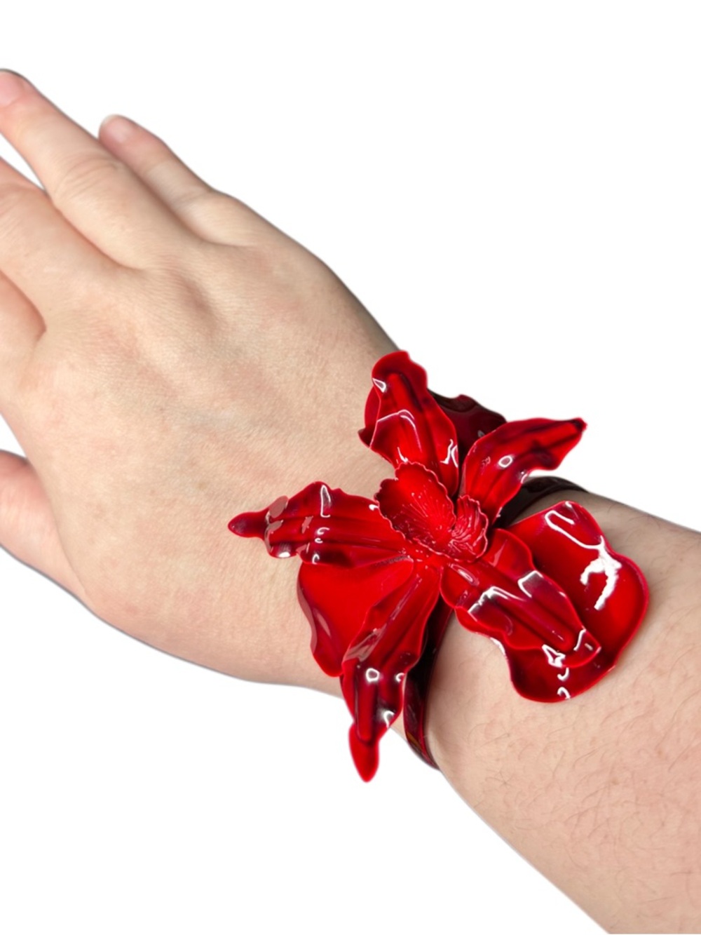 Red Floral Statement Cuff Bracelet - Women Accessories